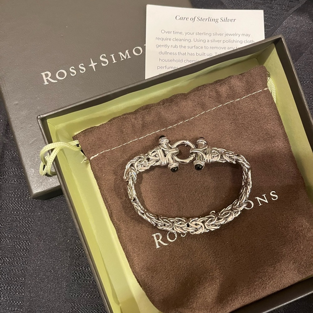 ROSS SIMONS BYZANTINE STERLING SILVER AND BLACK ONYX BRACELET - NEW!!